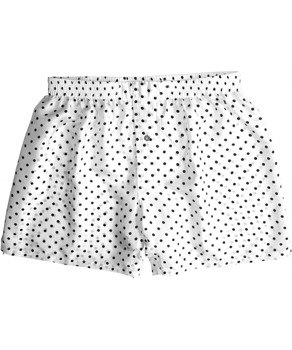 Boxers Smooth White Silk Polka Dot Boxers Men's - Sizes S-3XL - C011TACN51V