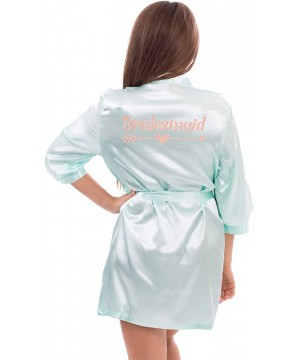 Robes Satin Robe for Bride Bridesmaid Party with Rose-Gold Glitter - Mint-bridesmaid - C9190T2GUSH