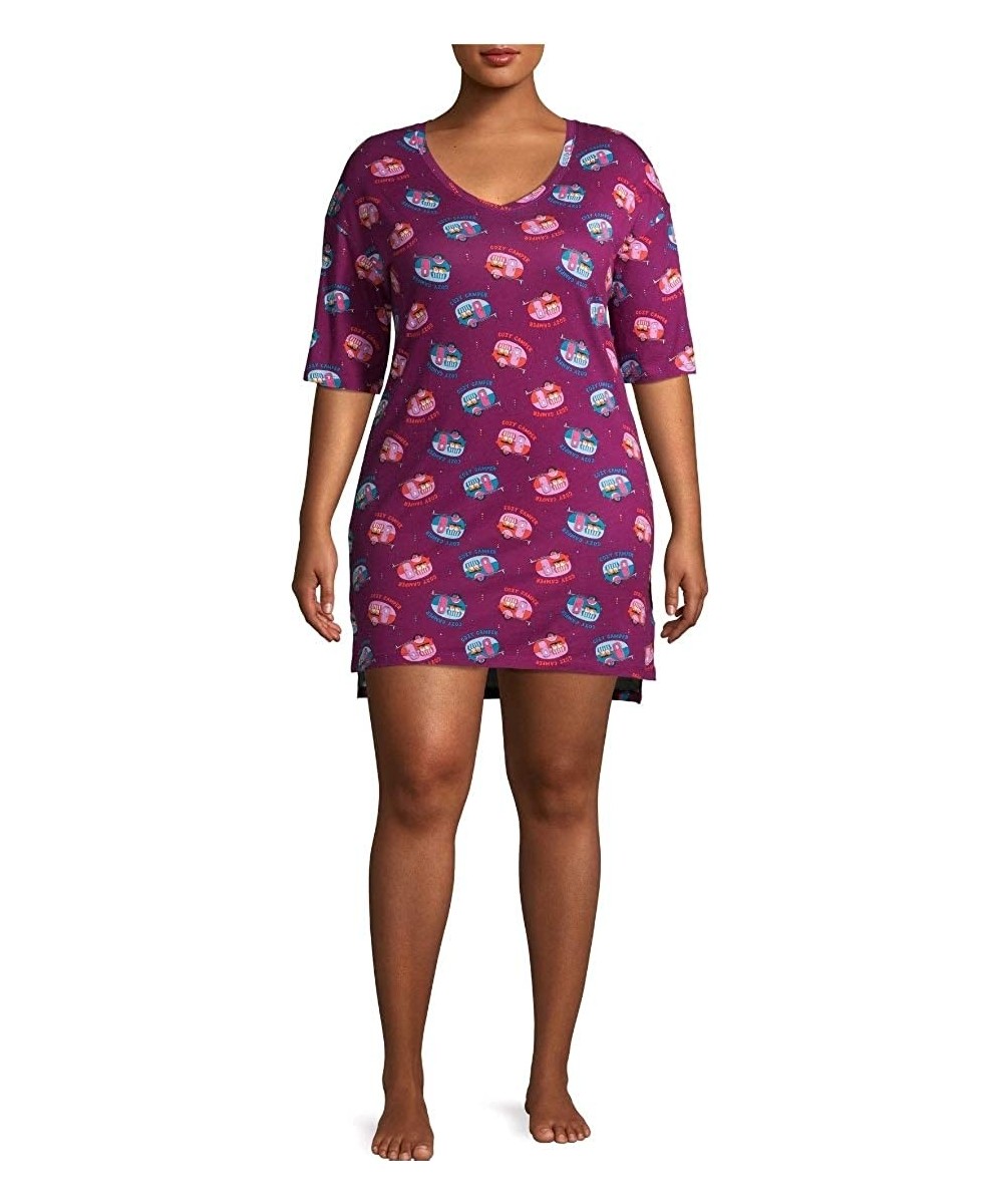 Nightgowns & Sleepshirts Cozy Camper RV Bright Berry Nightgown Long Sleepshirt - C719DCSXHDM