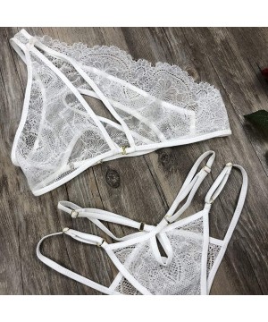 Baby Dolls & Chemises Babydoll Clubwear for Ladies Women Sissy Lace Sexy Lingerie Straps Hollow Bra Bandage Set Nightgown Cos...