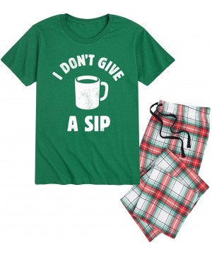 Sleep Sets I Don't Give a Sip - Men's Pajama Set - Evergreen|red and Green Plaid - CC195A4WEMC