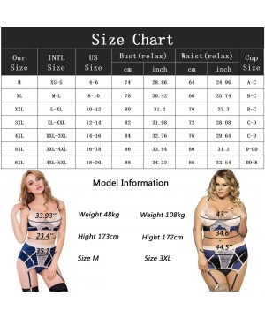 Bustiers & Corsets Women Lace Mesh Lingerie Set Plus Size Bra and High-Waisted Garter Belt Set Nightwear M-5XL - Style 4 Navy...