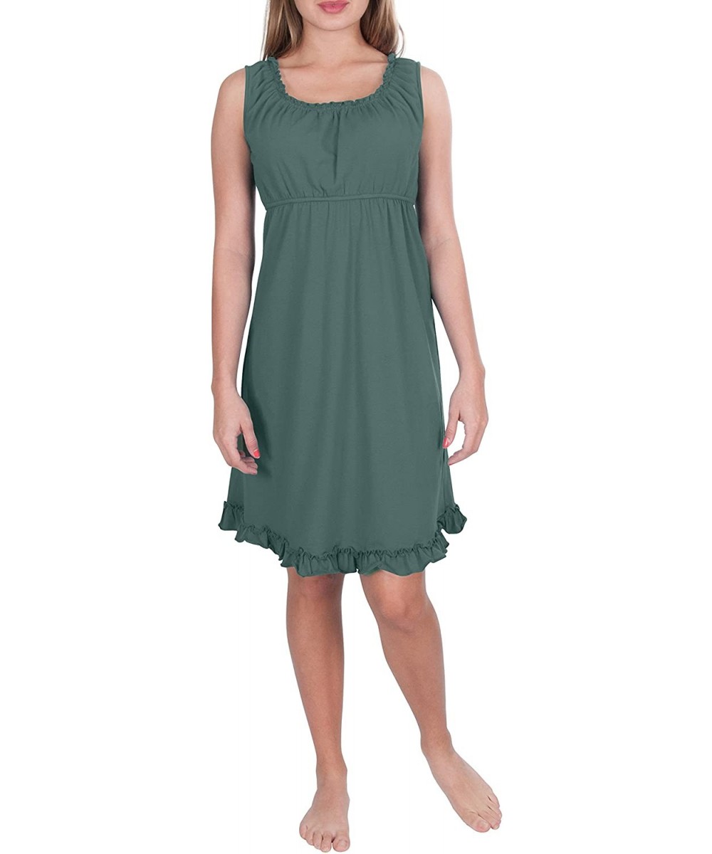 Sets Sleeveless Nursing Nightgown Elasticated Neck Pull-Down Access - Sage - C012F5VIDTZ