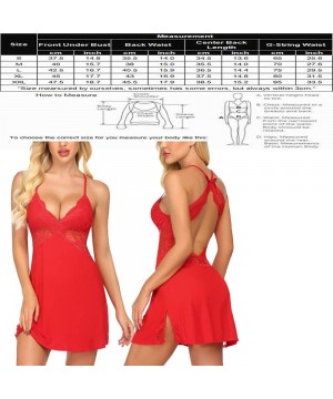 Baby Dolls & Chemises Women Lingerie Lace Chemise Sleepwear Babydoll Teddy Lingerie - Red - CD196OD4E5M