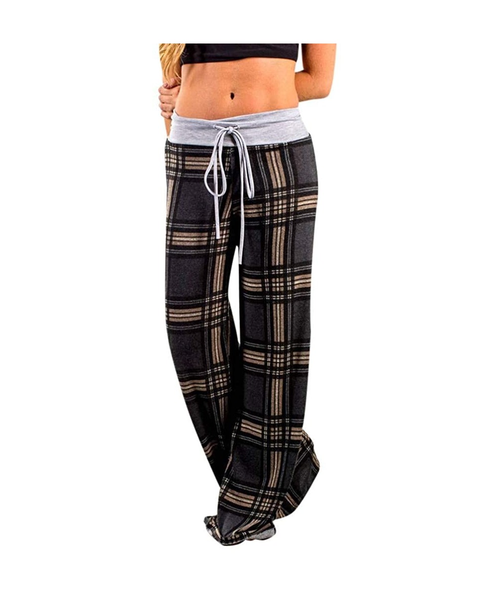 Bottoms Women's Pajama Pants- Casual Cat Prints Drawstring Trousers Leggings - Dark Gray - C218NKEK920