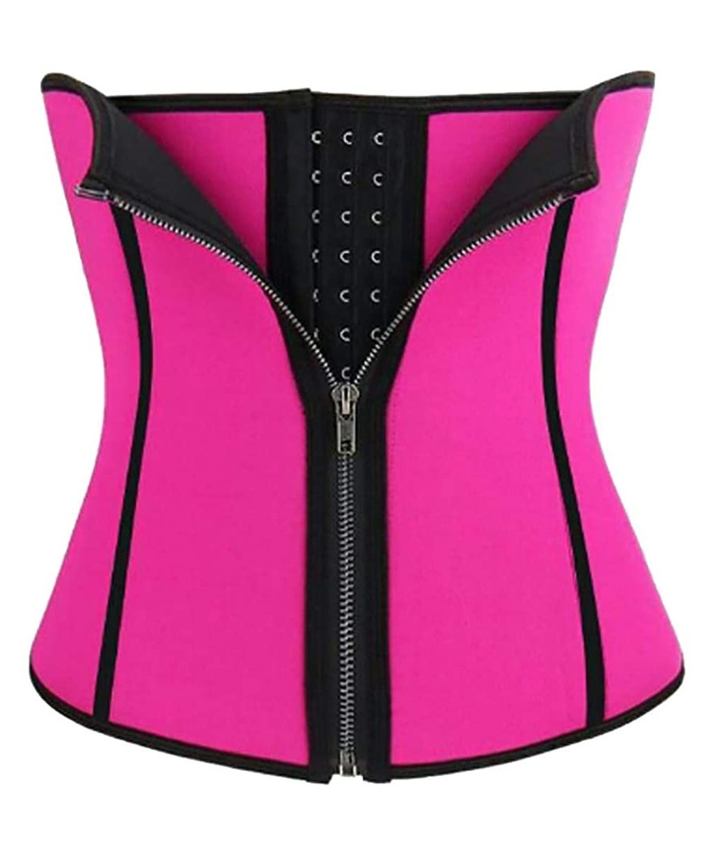 Shapewear Waist Trainer Corsets Latex Waist Cincher Body Shaper Sports Girdle Weight Loss Slimming Zipper Waist - Red - CJ192...