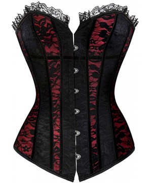 Bustiers & Corsets Sexy Gothict Corset Lace Cover Bustier Lace Up Boned Overbus Top Plus Size Waist Cincher - 1421 - CL18TMA8XU5