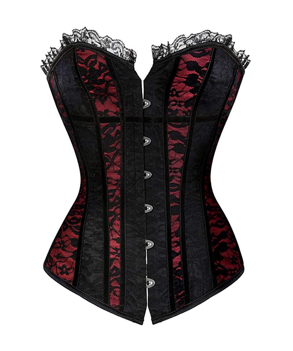 Bustiers & Corsets Sexy Gothict Corset Lace Cover Bustier Lace Up Boned Overbus Top Plus Size Waist Cincher - 1421 - CL18TMA8XU5