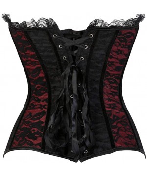 Bustiers & Corsets Sexy Gothict Corset Lace Cover Bustier Lace Up Boned Overbus Top Plus Size Waist Cincher - 1421 - CL18TMA8XU5