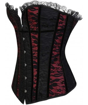 Bustiers & Corsets Sexy Gothict Corset Lace Cover Bustier Lace Up Boned Overbus Top Plus Size Waist Cincher - 1421 - CL18TMA8XU5