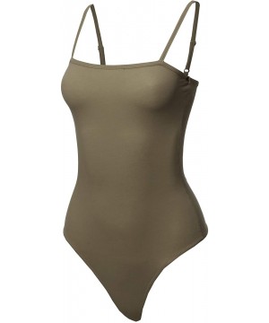 Shapewear Women's Solid Camisole Strap Basic Bodysuit - Aawbsv0011 Olive - C518OYYM5A0