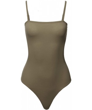 Shapewear Women's Solid Camisole Strap Basic Bodysuit - Aawbsv0011 Olive - C518OYYM5A0