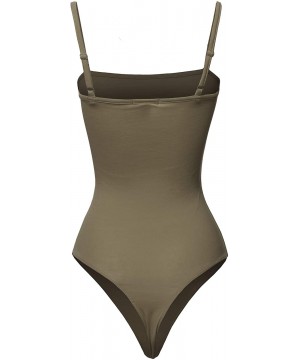 Shapewear Women's Solid Camisole Strap Basic Bodysuit - Aawbsv0011 Olive - C518OYYM5A0