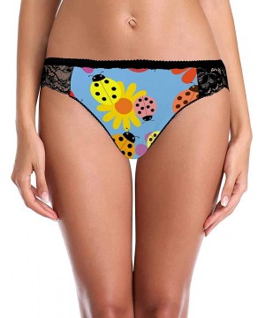 Thermal Underwear Womens Underwear Hipster Panties with Lace and Patterns Ladybugs and Flowers - Multi 1 - C519E78IYNY