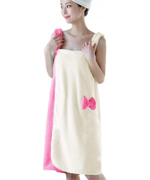 Robes Women Bath Wrap Sling Dress Tube Skirt with Shoulder Strap Color Matching Bow-Knot Soft Terry Coral Fleece Spa Bathrobe...