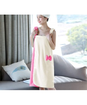 Robes Women Bath Wrap Sling Dress Tube Skirt with Shoulder Strap Color Matching Bow-Knot Soft Terry Coral Fleece Spa Bathrobe...