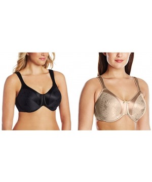 Bras Women's Satin Tracings Minimizer Underwire Bra - Black/Nude - CP183G02S4Y