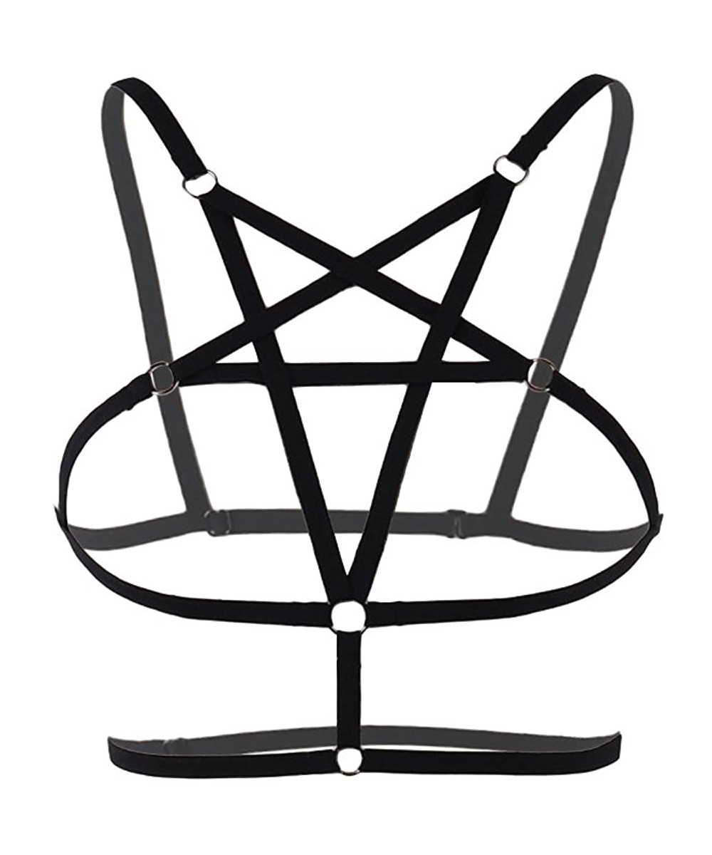 Accessories Women Bra Harness Body Caged Bralette Cupless Strappy Lingerie Hollow Five-pointed Star Harness Underwear(Black) ...