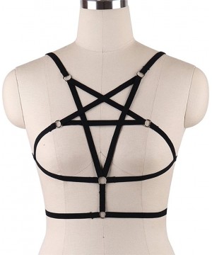 Accessories Women Bra Harness Body Caged Bralette Cupless Strappy Lingerie Hollow Five-pointed Star Harness Underwear(Black) ...