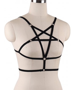 Accessories Women Bra Harness Body Caged Bralette Cupless Strappy Lingerie Hollow Five-pointed Star Harness Underwear(Black) ...