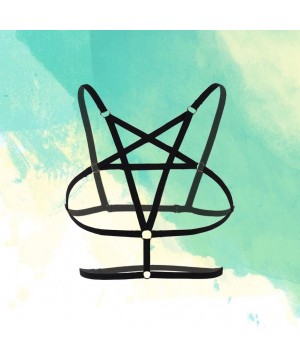 Accessories Women Bra Harness Body Caged Bralette Cupless Strappy Lingerie Hollow Five-pointed Star Harness Underwear(Black) ...