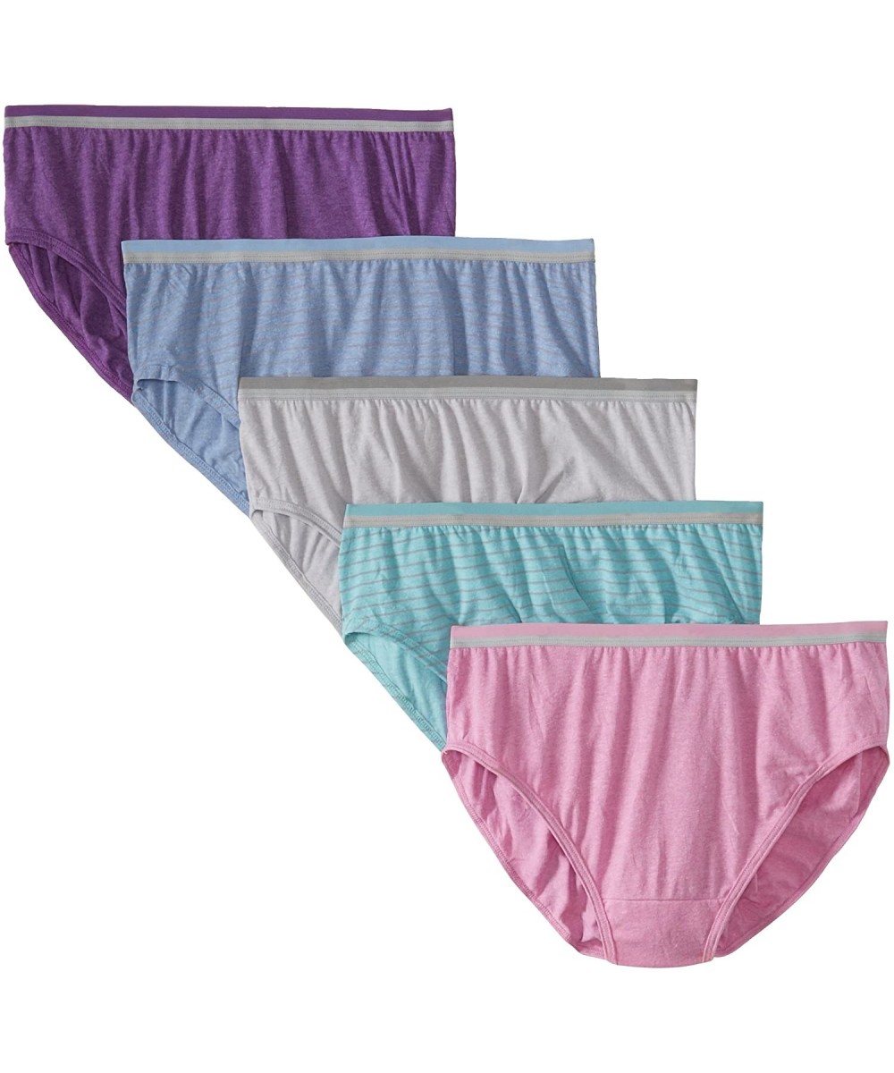 Panties Women's Plus Size "Fit For Me" 5 Pack Heather Hi-Cut Panties - Assorted - CT11927QRI3