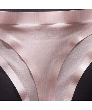 Panties Women's G String Thong Fashion Female Underwear Sexy Transparent Ice Silk Low Waist Seamless T-Thong Panties - Pink -...