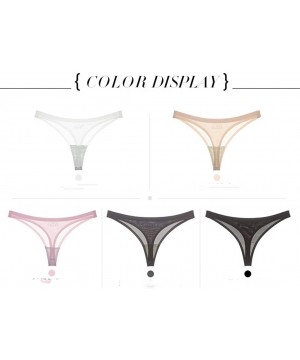 Panties Women's G String Thong Fashion Female Underwear Sexy Transparent Ice Silk Low Waist Seamless T-Thong Panties - Pink -...