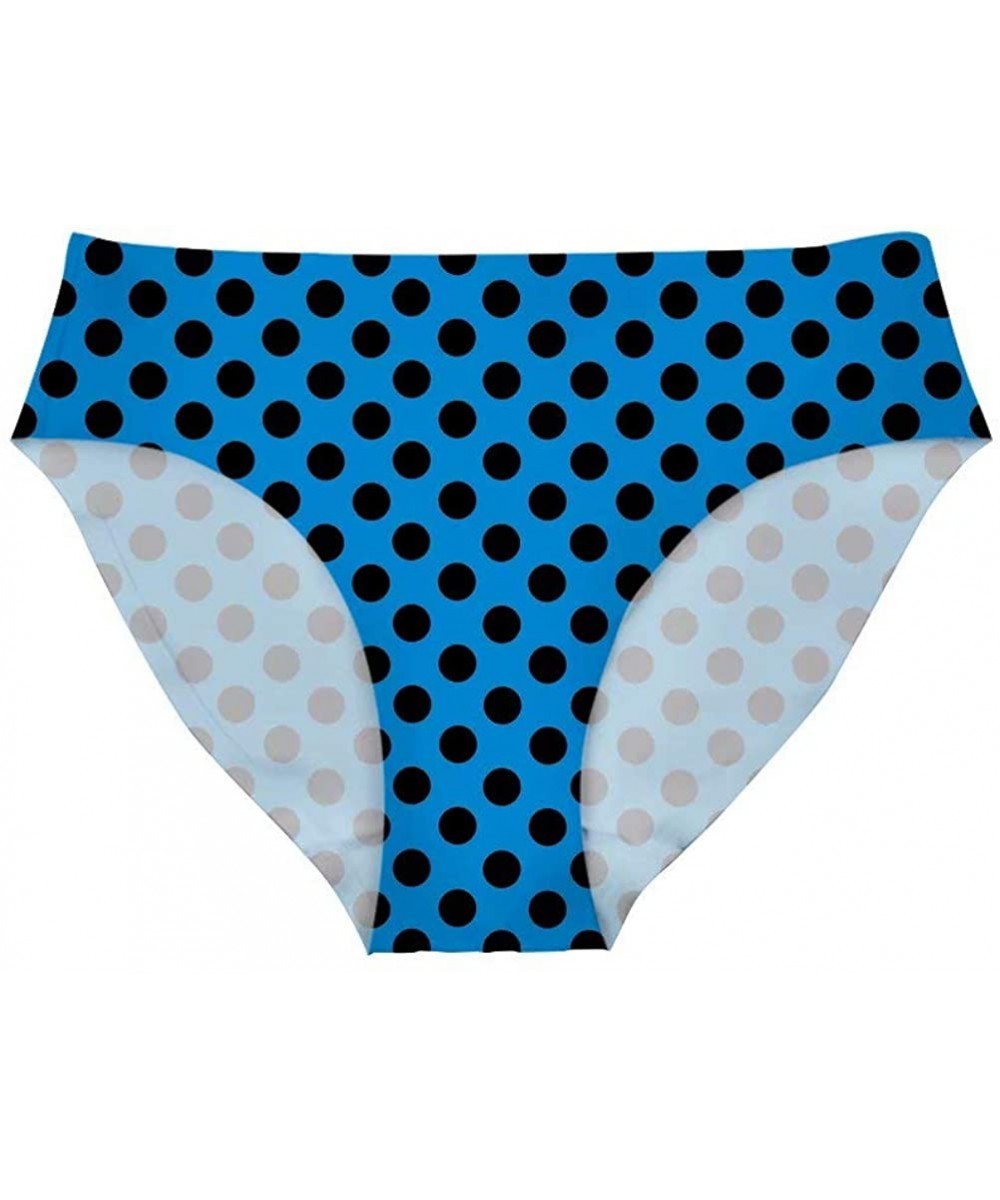 Panties Women Sexy Seamless Hipster Panties Soft Comfy Vintage Polka Dot Underwear - Blue Black Polka Dot - CW18UA8OE95