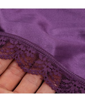 Bikinis Men Sissy Satin Panties Underwear Lace Criss Cross Back Bikini Tong Briefs G-String Lingerie - Purple - C7180ZHWGG0