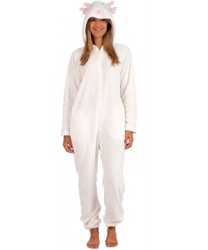 Sets Women's Plush Adult Animal Hood Onesie Pajama - Snowy Owl - C518YWS6GZT