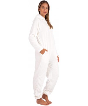 Sets Women's Plush Adult Animal Hood Onesie Pajama - Snowy Owl - C518YWS6GZT