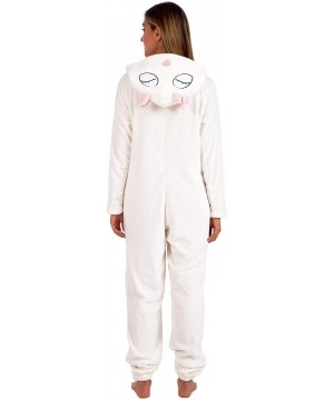 Sets Women's Plush Adult Animal Hood Onesie Pajama - Snowy Owl - C518YWS6GZT