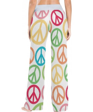 Bottoms Art Colorful Peace Sign Women Loose Palazzo Casual Drawstring Sleepwear Print Yoga Pants - CE19CSCASUS