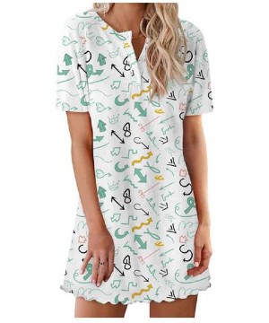 Nightgowns & Sleepshirts Women's Short Sleeve Floral Short Dress Lounge Sleeping Dress - As10 - CF190DAZK4R