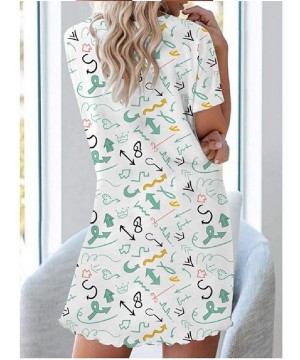 Nightgowns & Sleepshirts Women's Short Sleeve Floral Short Dress Lounge Sleeping Dress - As10 - CF190DAZK4R