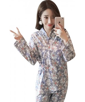 Nightgowns & Sleepshirts Women's Sleepwear- Nightwear Lounge Sets-Long and Short Sleeve Japanese Style Cotton Quilting Pajama...