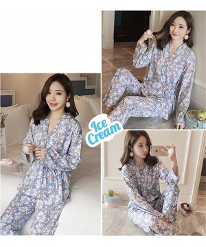 Nightgowns & Sleepshirts Women's Sleepwear- Nightwear Lounge Sets-Long and Short Sleeve Japanese Style Cotton Quilting Pajama...