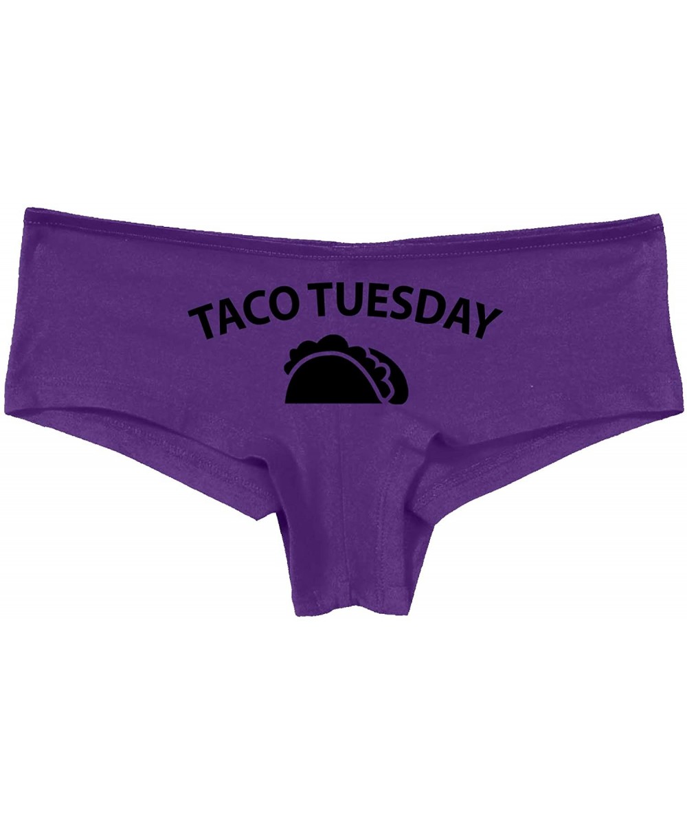 Panties Eat My Taco Tuesday Lick Me Oral Sex Slutty Purple Panties - Black - CC195H062IC