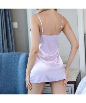 Baby Dolls & Chemises Women Sexy Nightdress Ladies Plus Size V-Neck Sling Backless One-Piece Lace Pajamas Sleepwear Underwear...