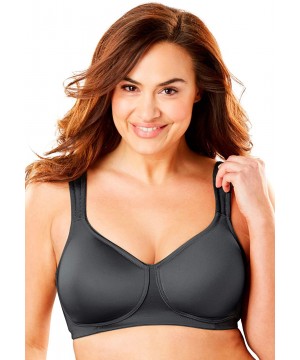 Bras Women's Plus Size Microfiber Wireless T-Shirt Bra - Black (1413) - CZ193GS7MGX