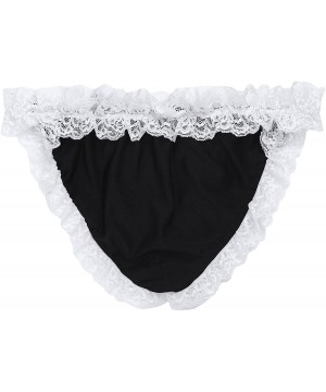 Briefs Men's Sissy Bowknot Ruffled Lace Panties Maid Underwear Crossdress Briefs - Black - C818EKU00AS