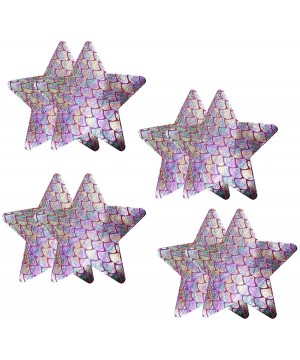 Accessories (4 Pairs) Holographic Nipple Covers Self Adhesive Disposable Star Pasties Petals Rave Festival - Silver Star - C4...