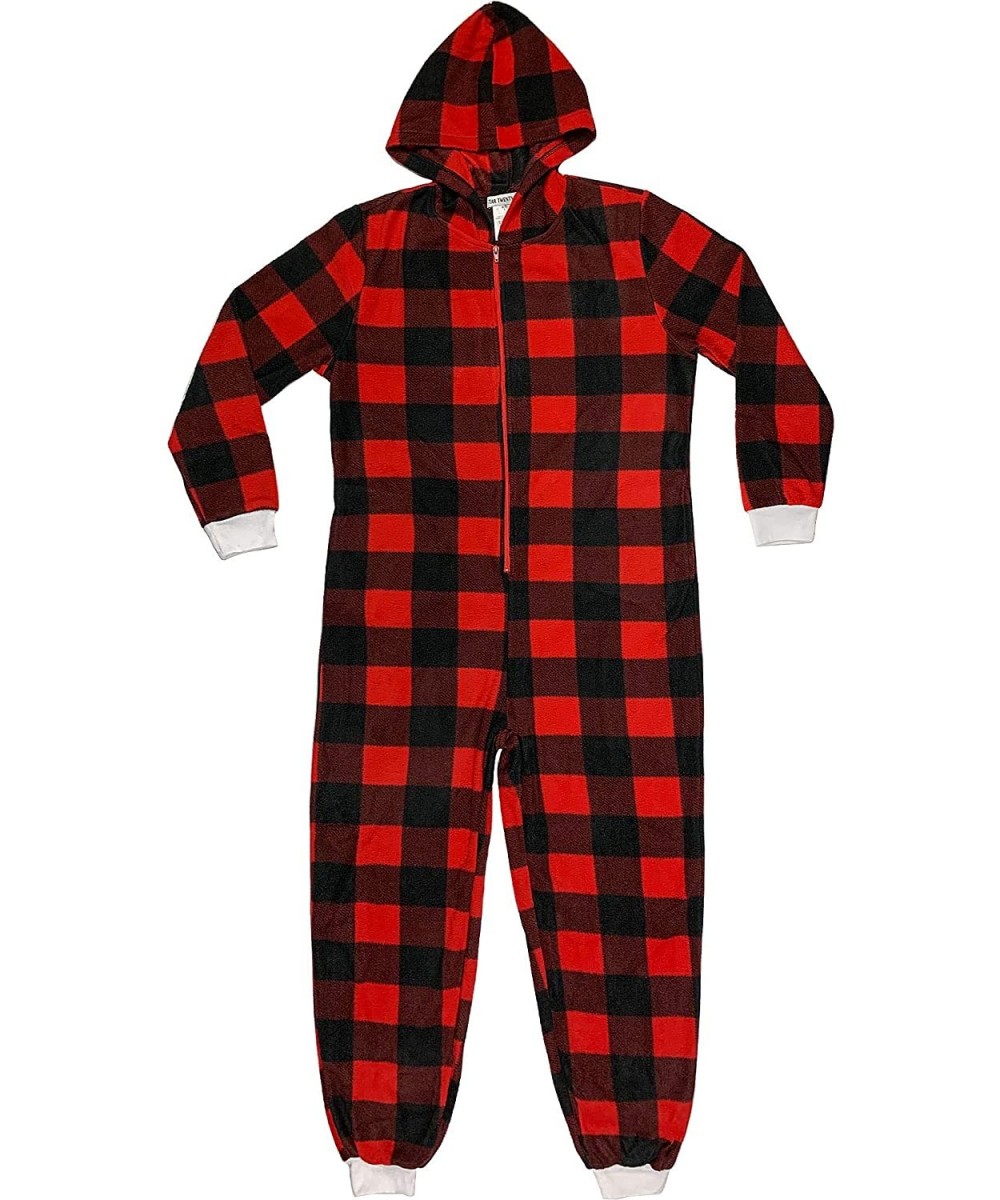 Sleep Sets Plaid Naughty- Nice- I Tried One Piece Jumpsuit for Women- X-Large- with Hood - CO19C3I6G0N