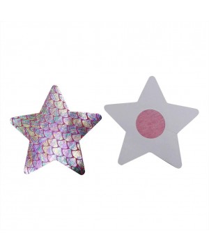 Accessories (4 Pairs) Holographic Nipple Covers Self Adhesive Disposable Star Pasties Petals Rave Festival - Silver Star - C4...