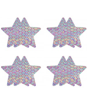 Accessories (4 Pairs) Holographic Nipple Covers Self Adhesive Disposable Star Pasties Petals Rave Festival - Silver Star - C4...