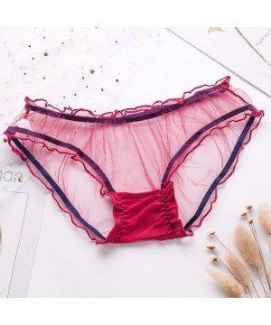 Tops Female Personality Multicolor Transparent Mesh Sexy Lace Lingerie Ladies Panties Sexy Underwear - Wine - CP195AQO93L