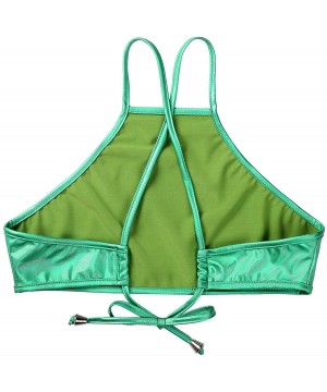 Camisoles & Tanks Women's Shiny Metallic Back Cross Camisole Bra Top Raves Party Vest Crop Tops Clubwear - Green - CT197725CGL