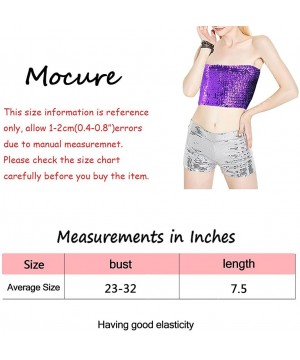 Camisoles & Tanks Women Shiny Sequin Crop Top Strapless Tube Top Bandeau for Rave Club Party - Purple - CO18EMTTX65