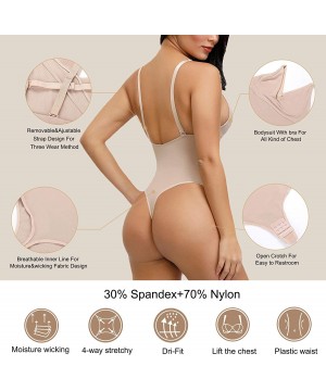 Shapewear Women's Open Bust Tummy Control Shapewear Thong High Waist Ladies Bodysuits - Beige1 - CL195AGUYMH